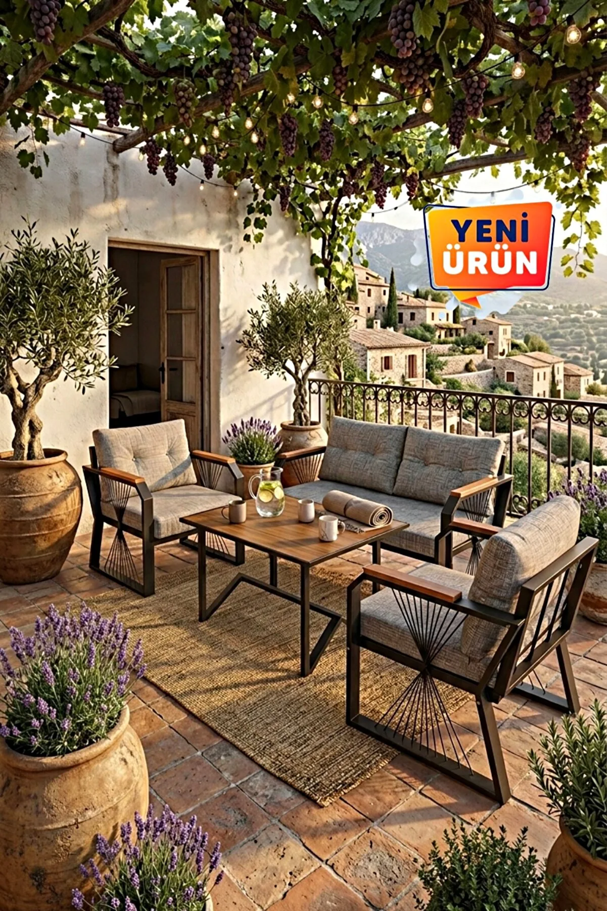 Yelpaze Bahçe, Balkon Takımı 2+1+1, Masa Sandalye Takımı, Kanepe Koltuk Takımı