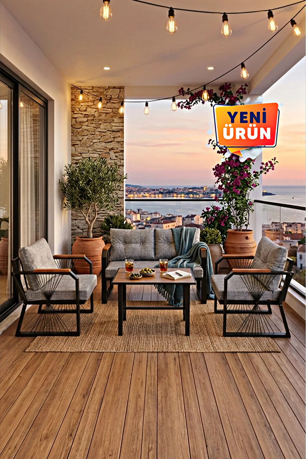 Yelpaze Bahçe, Balkon Takımı 2+1+1, Masa Sandalye Takımı, Kanepe Koltuk Takımı 4